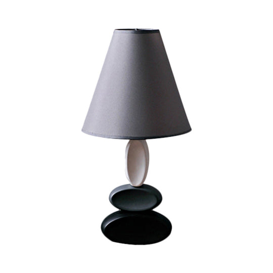 Traditional Fabric Bedside Lamp - Grey Tapered Shape Reading Book Light 1 Bulb Night Table
