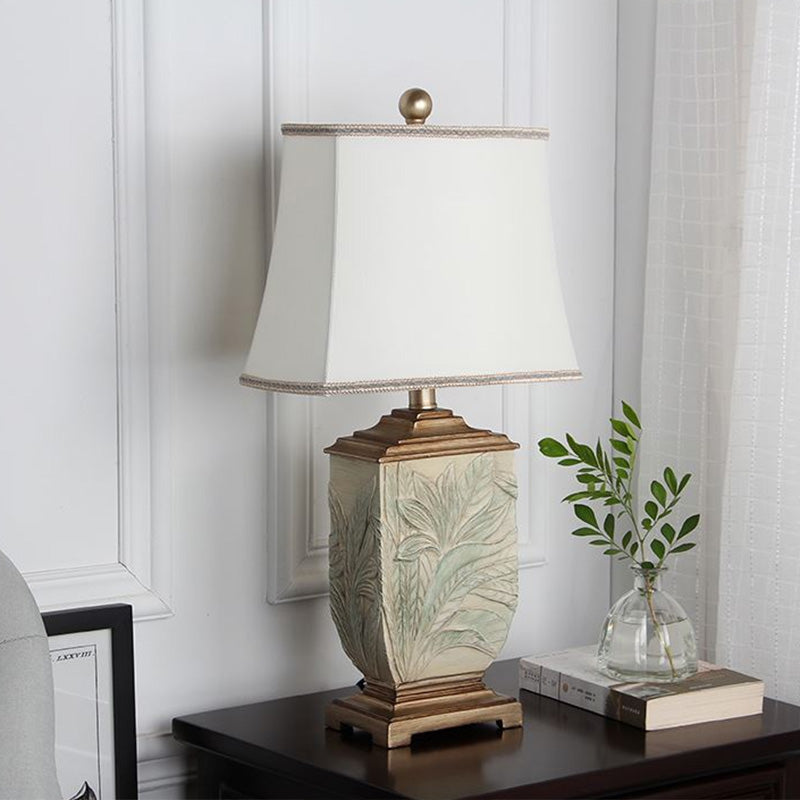 Vintage Style White Fabric Table Lamp With Flared Shade - Perfect For Guest Room Décor