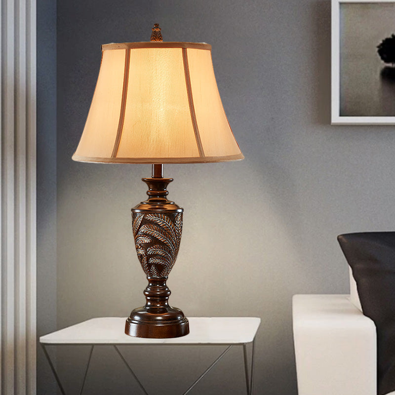Bell Shaped Bronze Table Lamp With Resin Base - Traditional Desk Light 1-Light Design