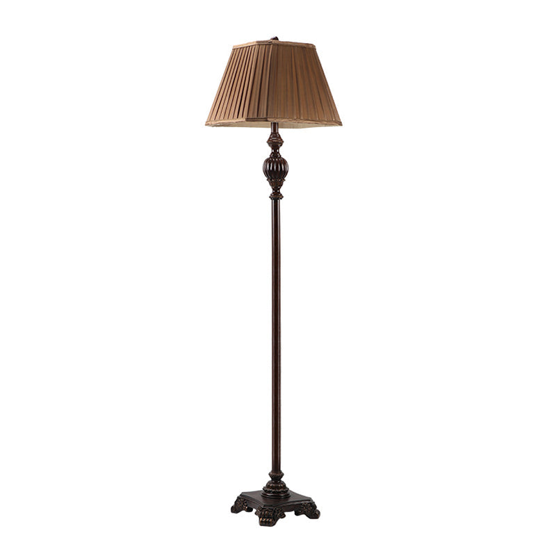 Antique Style Pleated Conical Shade Floor Lamp With Urn-Shaped Base