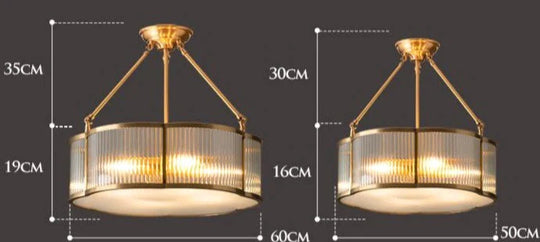 Modern Simple Bedroom Dining Room Light Copper Ceiling Lamp