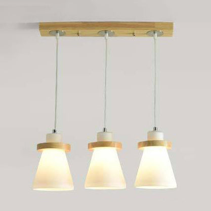 White Tapered Shade Hanging Lamp - Simple Style Milk Glass Pendant Lighting for Office