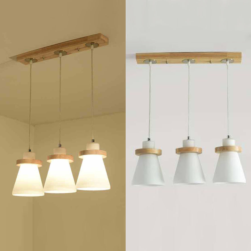 White Tapered Shade Hanging Lamp - Simple Style Milk Glass Pendant Lighting for Office