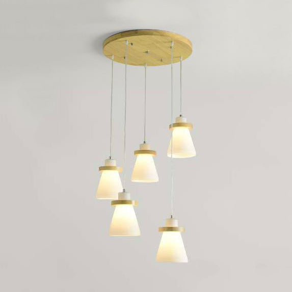 White Tapered Shade Hanging Lamp - Simple Style Milk Glass Pendant Lighting for Office