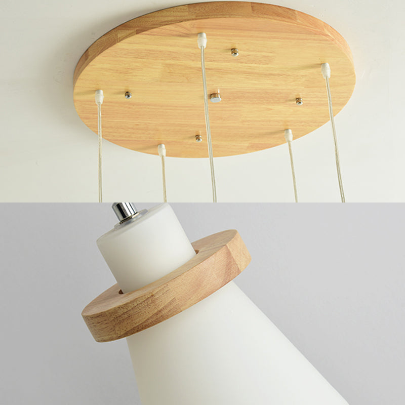 White Tapered Shade Hanging Lamp - Simple Style Milk Glass Pendant Lighting for Office