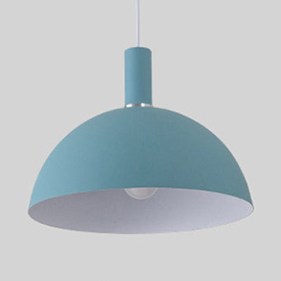 Aluminum Dome Suspension Light: Macaron Candy Pendant Lamp in Blue/Green/Yellow/Pink for Living Room