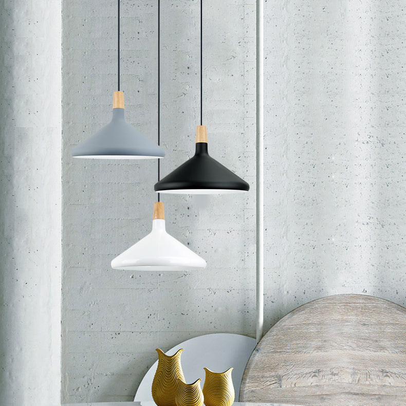 Nordic Coolie Shade Pendant Light for Office Coffee Shop - Aluminum, 7/10.5/15 Inch Wide, 1 Head Suspension Light