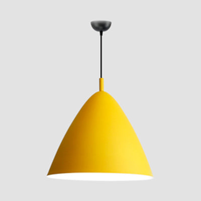 Candy Colored Nordic Pendant Light - 10.5/13/16 Inch Wide Aluminum Hanging Fixture For Cafes Yellow