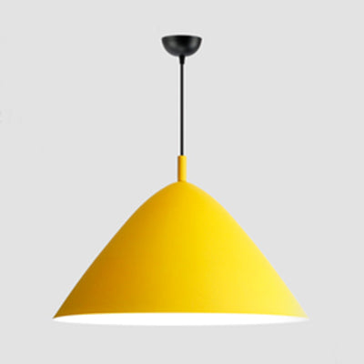 Candy Colored Nordic Pendant Light - 10.5/13/16 Inch Wide Aluminum Hanging Fixture For Cafes Yellow