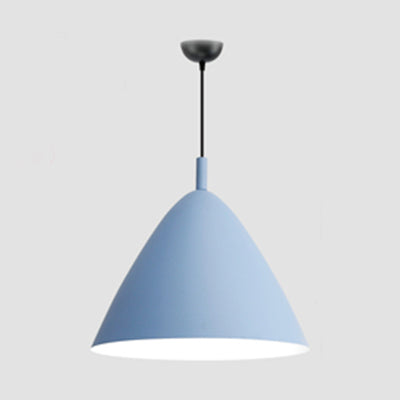 Candy Colored Nordic Pendant Light - 10.5/13/16 Inch Wide Aluminum Hanging Fixture For Cafes Blue /