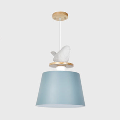 Aluminum Bird Deco Pendant Light With Macaron Shade - Perfect For Kids Bedroom Blue