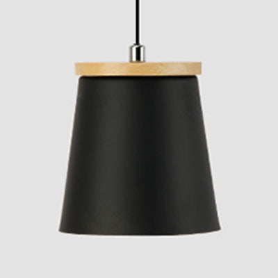 Nordic Style Single Light Metal Pendant Lamp For Hallways And Balconies With Tapered Shade Black