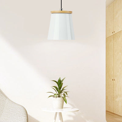 Nordic Style Single Light Metal Pendant Lamp For Hallways And Balconies With Tapered Shade