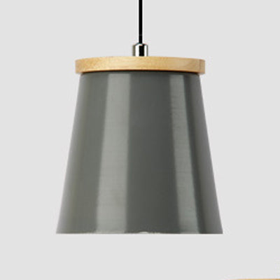 Nordic Style Single Light Metal Pendant Lamp For Hallways And Balconies With Tapered Shade Grey