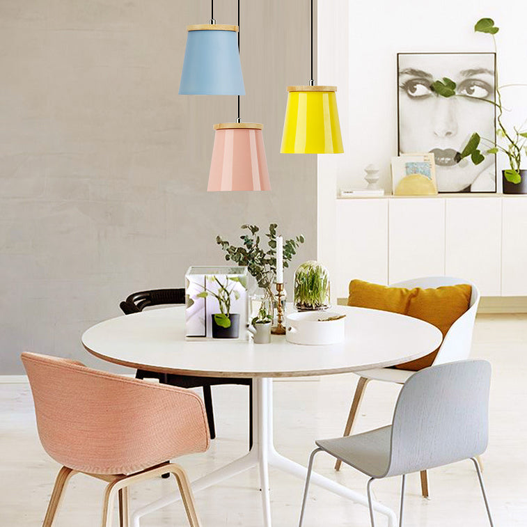 One-Light Modern Pendant Light In Sleek Metallic Bucket Design For Kitchen And Dining Room