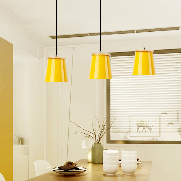 One-Light Modern Pendant Light In Sleek Metallic Bucket Design For Kitchen And Dining Room