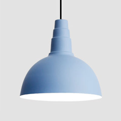 Nordic Style Bowl Hanging Light - Adjustable 1 Metal Pendant For Office And Study Room Blue