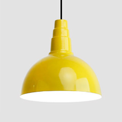 Nordic Style Bowl Hanging Light - Adjustable 1 Metal Pendant For Office And Study Room Yellow