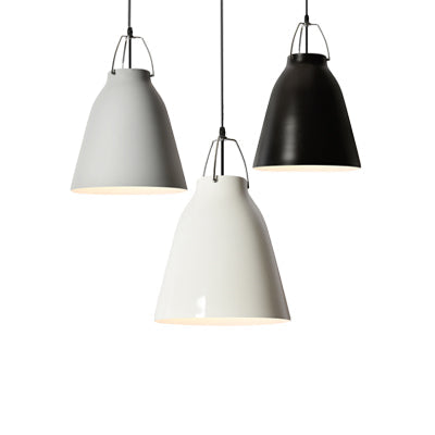 Minimalist Monochrome Pendant Light: Stylish 8/16 Inch Wide Aluminum Hanging Light with Bucket Shade for Kitchen