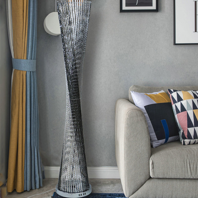 Led Floor Lamp - Modern Black-Silver Art Decor With Canton Tower Shape Ideal Lighting For Drawing