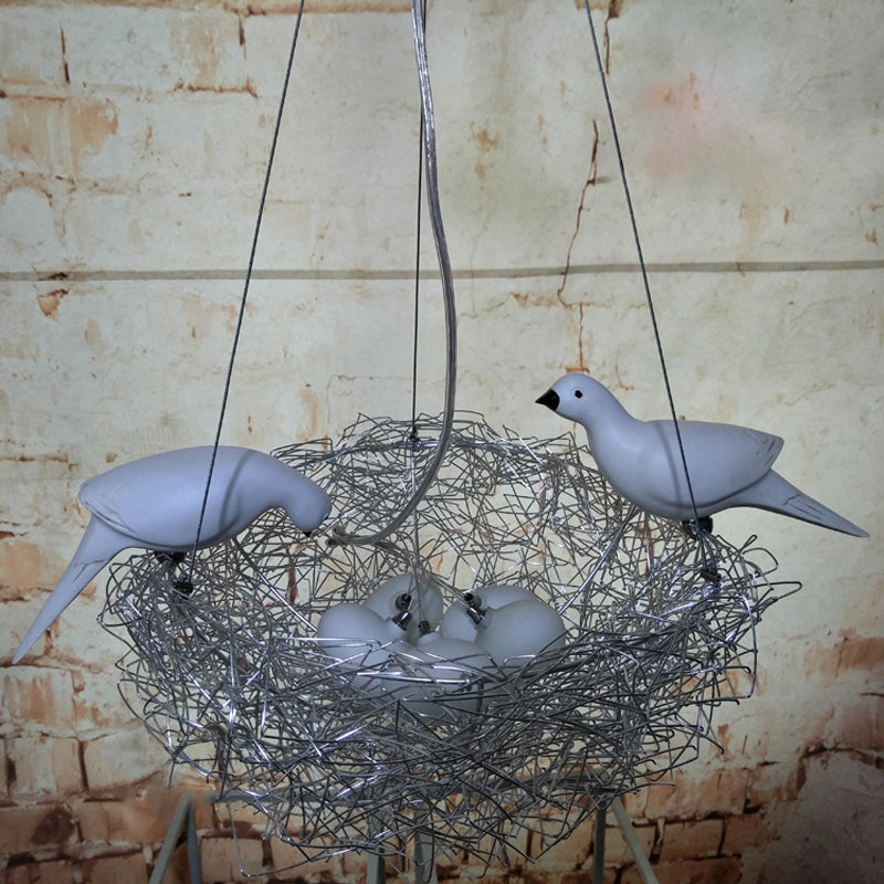 Silver Aluminum Bird Design Led Pendant Lamp For Childrens Room Decor