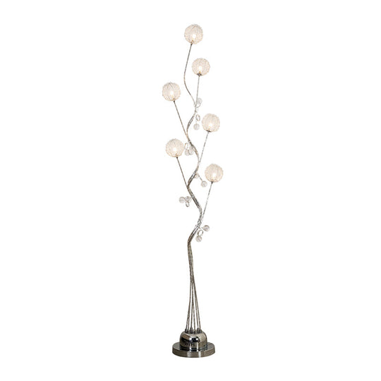 Aluminum Floor Light Art Decor Led Standing Lamp With Orb Design - Silver