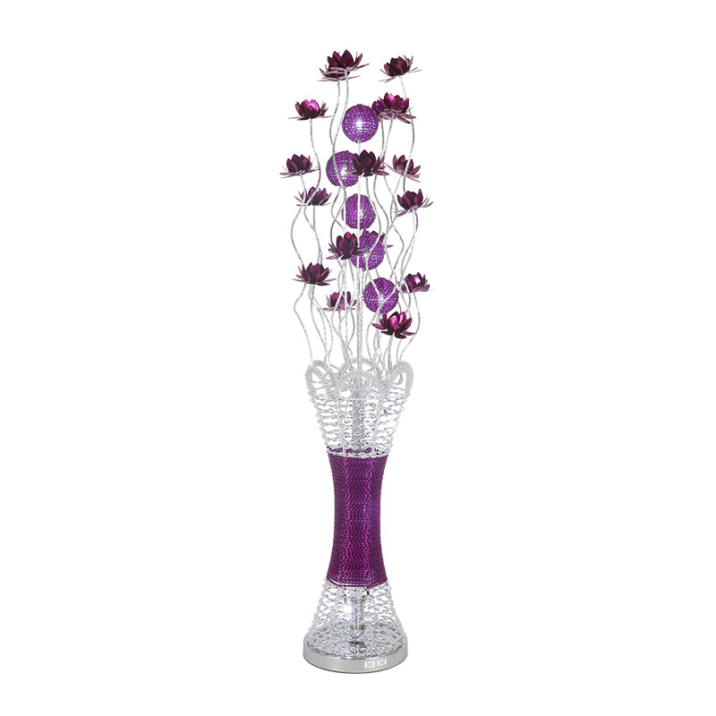Led Slim Column Bloom Floor Lamp - Purple Aluminum Art Decor Warm/White Light
