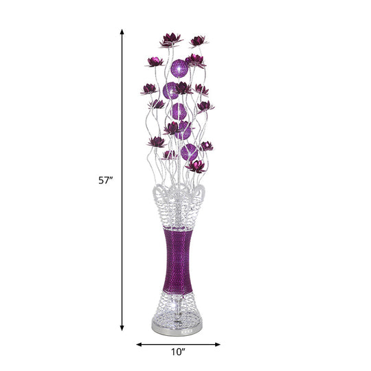 Led Slim Column Bloom Floor Lamp - Purple Aluminum Art Decor Warm/White Light