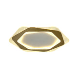 Modern Gold Metal Flush Mount Ceiling Light: Hexagon/Pentagon Shape Led 18/21.5 Width - Perfect For
