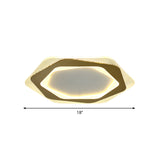 Modern Gold Metal Flush Mount Ceiling Light: Hexagon/Pentagon Shape Led 18/21.5 Width - Perfect For