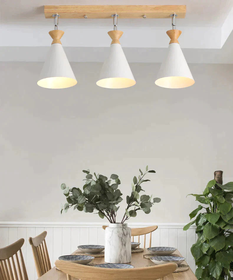 Nordic Creative Restaurant Three-Head Strip Ceiling Lamp White / Without Bulb