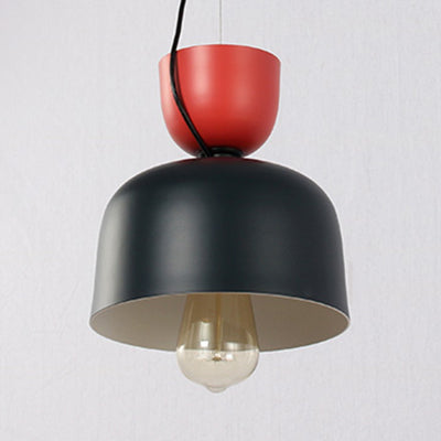 Nordic Double Cone Ceiling Pendant Light - 1 In Green/Pink Blue/Black Or Brown/Yellow Red-Black