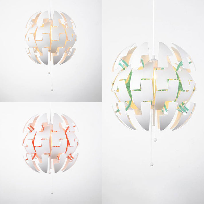 Contemporary Metallic Pendant Light in Green/Orange/White with Exploding Design