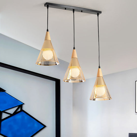 Modern Gold Metallic Conical Ceiling Light For Restaurant Cafe - Stylish Overhead Lighting