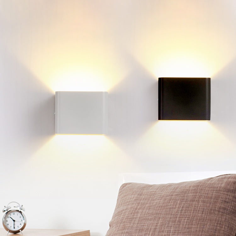 Minimalist Cube Shade Sconce Light - Aluminum Led Wall Mounted With Warm/White Lighting For Living