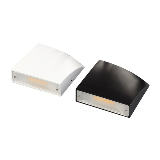 Modern Curved Sconce Wall Light: Metal Led 5.5/10 Width Black/White Living Room Lamp