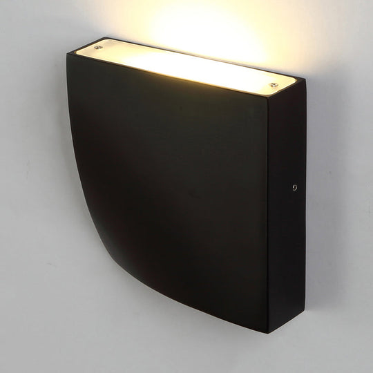 Modern Curved Sconce Wall Light: Metal Led 5.5/10 Width Black/White Living Room Lamp Black / 5.5