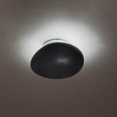 Modern Led Wall Lamp - Pebble Shape Resin Sconce Light Fixture (4/9 Length) In Black / 4