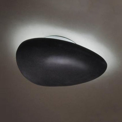 Modern Led Wall Lamp - Pebble Shape Resin Sconce Light Fixture (4/9 Length) In Black / 9