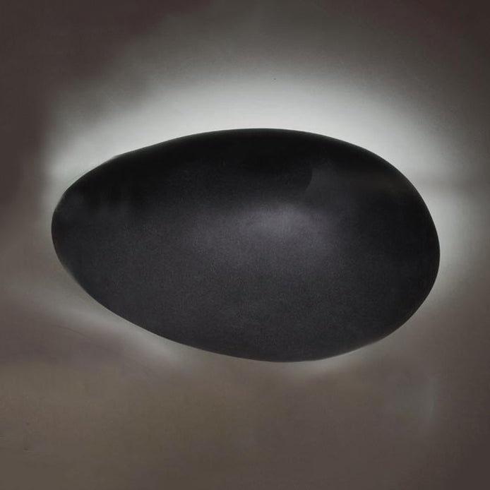 Modern Led Wall Lamp - Pebble Shape Resin Sconce Light Fixture (4/9 Length) In Black / 12