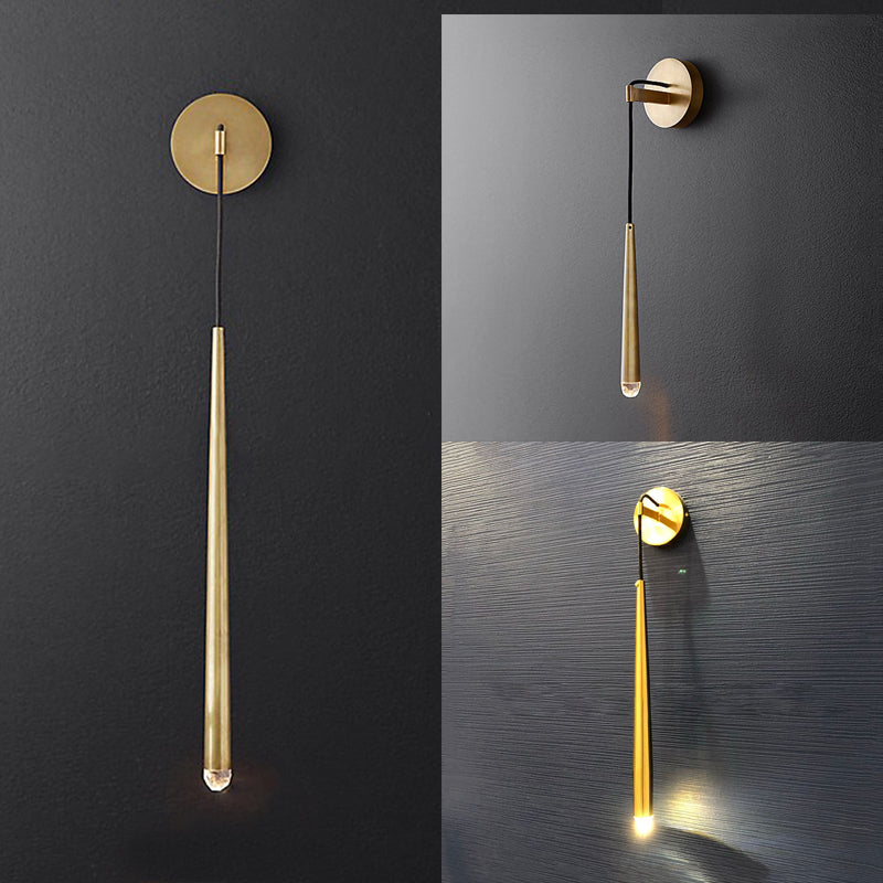 Gold Water Drop Wall Sconce - Modern Stylish Metal Fixture With Integrated Led For Living Room
