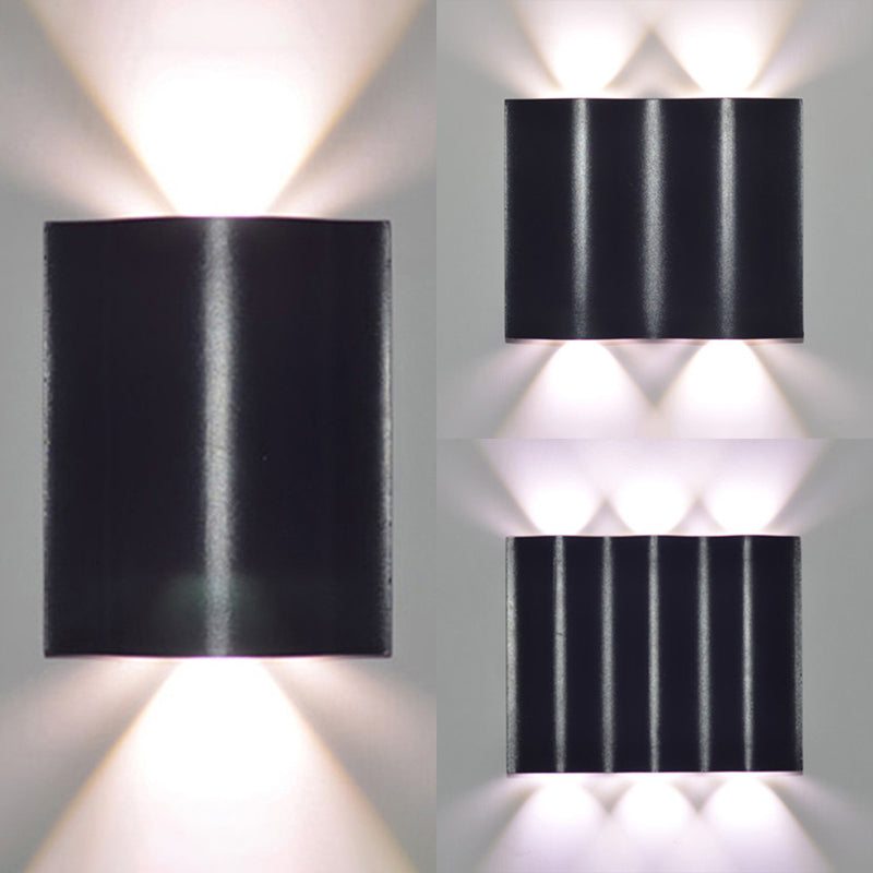 Modern 1/2/3-Light Black Porch Wall Sconce With Wavy Metal Shade And Warm/White Lighting