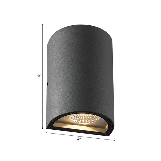 Led Outdoor Wall Washer Light In Black/Gray With Half-Cylinder Aluminum Shade - Warm/White Lighting