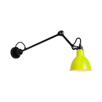 Modern Black/Gray Domed Wall Sconce Light With Adjustable Metallic Arm - 1 Head 23.5+8/16+8 Length