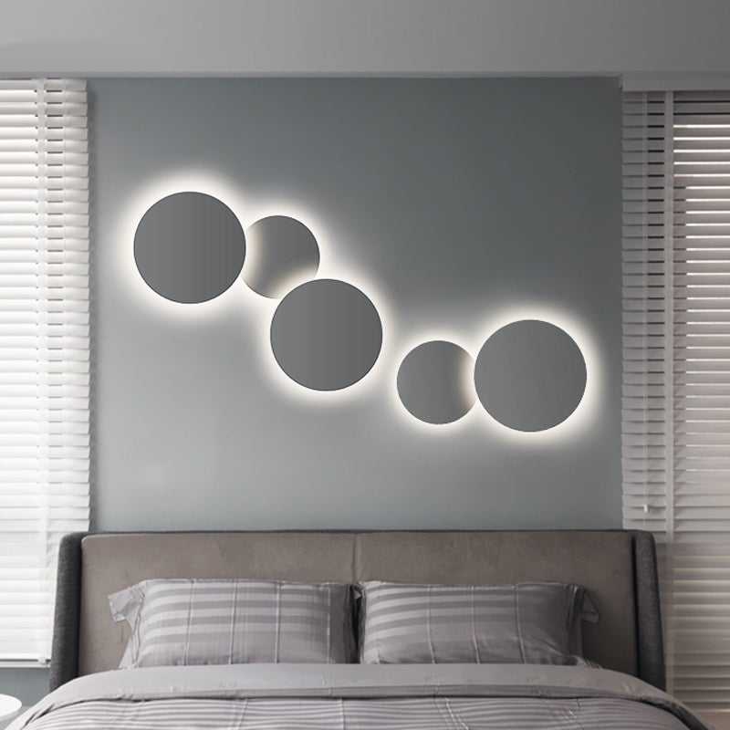 Minimalist Circle Wall Lamp With Warm/White Integrated Led Lighting In Grey/White 47.5/52 Wide Grey