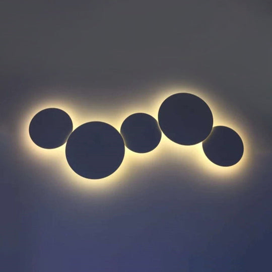 Minimalist Circle Wall Lamp With Warm/White Integrated Led Lighting In Grey/White 47.5/52 Wide