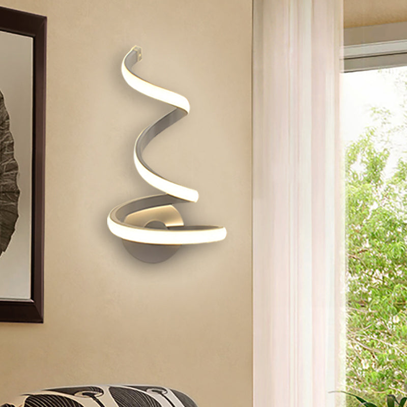Spiral Acrylic Led Wall Sconce - Modern Single Light In Warm/White/Natural