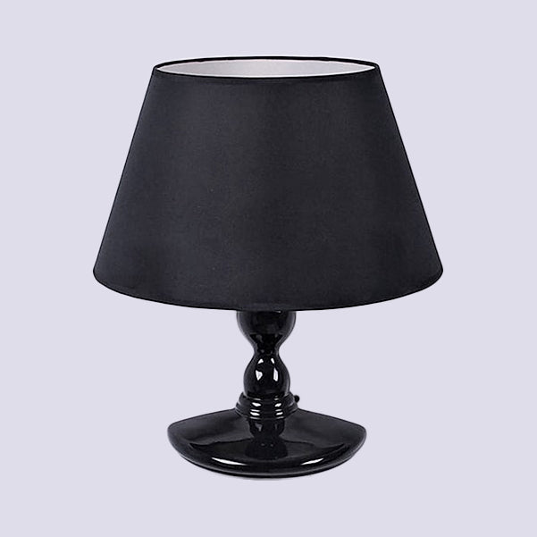 Modern White/Black Cone Wall Sconce: Fabric Led Mount Light For Bedside Black
