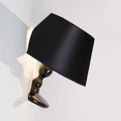 Modern White/Black Cone Wall Sconce: Fabric Led Mount Light For Bedside