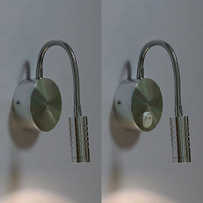 Adjustable Chrome Cylinder Wall Mount Led Sconce In Warm/White Lighting - Modern Metal Lamp